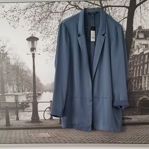 NEW Steel Blue Satin Boyfriend Blazer size M